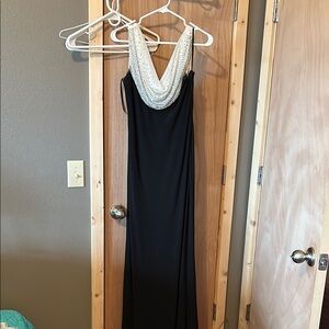 Elegant Black and White Evening Gown